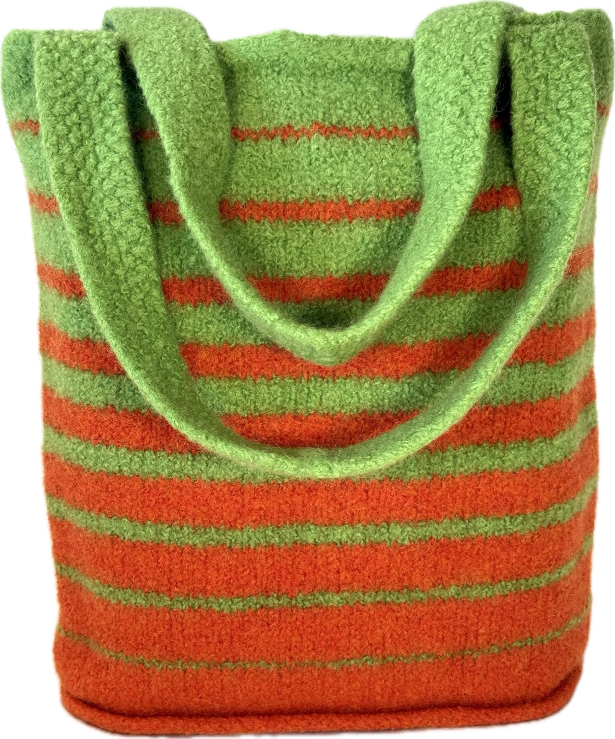 Orange and lime felted tote